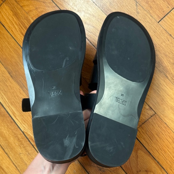 Zara Black Woven leather dad’s Sandals 38 - Picture 3 of 3